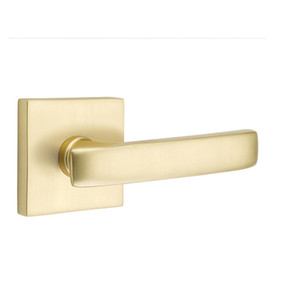 Emtek 5050-GV-US4 Geneva Door Lever Dummy Set With Square Rosette Satin Brass