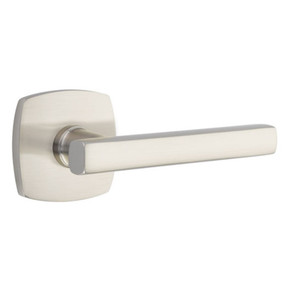 Emtek 5326-FRL-US15 Freestone Door Lever Privacy Set With Urban Modern Rosette Satin Nickel