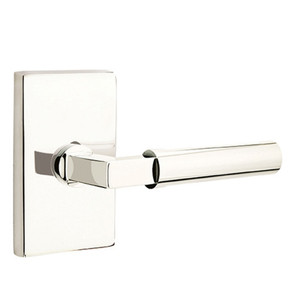 Emtek 5212-HEC-US14 Hercules Door Lever Privacy Set With Modern Rectangular Rosette Polished Nickel