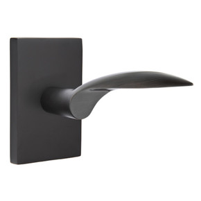 Emtek 5212-MC-US19 Mercury Door Lever Privacy Set With Modern Rectangular Rosette Flat Black