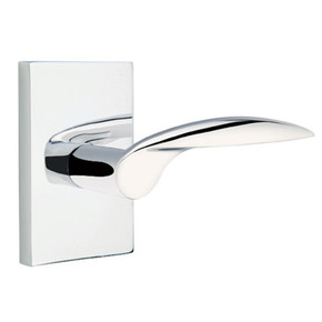 Emtek 5212-MC-US26 Mercury Door Lever Privacy Set With Modern Rectangular Rosette Polished Chrome