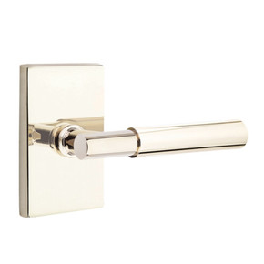 Emtek 5112-MYL-US14 Myles Door Lever Passage Set With Modern Rectangular Rosette Polished Nickel