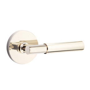 Emtek 5209-MYL-US14 Myles Door Lever Privacy Set With Disk Rosette Polished Nickel