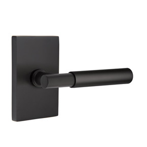 Emtek 5212-MYL-US19 Myles Door Lever Privacy Set With Modern Rectangular Rosette Flat Black