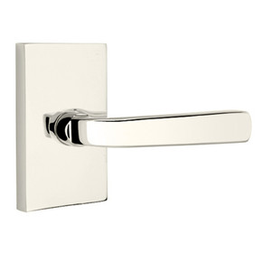Emtek 5052-SIO-US14 Sion Door Lever Dummy Set With Modern Rectangular Rosette Polished Nickel