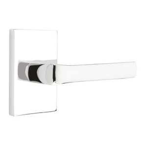 Emtek 5212-SPN-US26 Spencer Door Lever Privacy Set With Modern Rectangular Rosette Polished Chrome