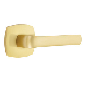 Emtek 5326-SPN-US4 Spencer Door Lever Privacy Set With Urban Modern Rosette Satin Brass