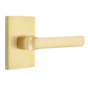 Emtek 5052-SPN-US4 Spencer Door Lever Dummy Set With Modern Rectangular Rosette Satin Brass