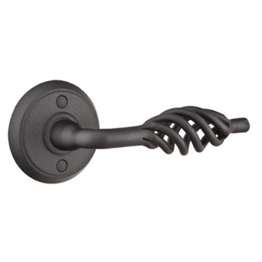 Emtek 7052-L-FBS Lafayette Door Lever Dummy Set With Wrought Steel #2 Rosette Flat Black Steel