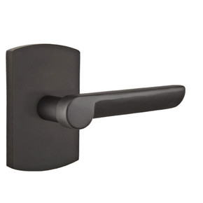 Emtek 7200-AR-FB Aurora Sandcast Bronze Door Lever Privacy Set With #4 Rosette Flat Black Bronze