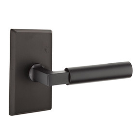Emtek 7104-BR-FB Bryce Sandcast Bronze Door Lever Passage Set With #3 Rosette Flat Black Bronze