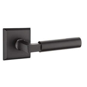 Emtek 7211-BR-FB Bryce Sandcast Bronze Door Lever Privacy Set With #6 Rosette Flat Black Bronze