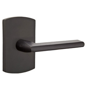 Emtek 7200-LR-FB Lariat Sandcast Bronze Door Lever Privacy Set With #4 Rosette Flat Black Bronze