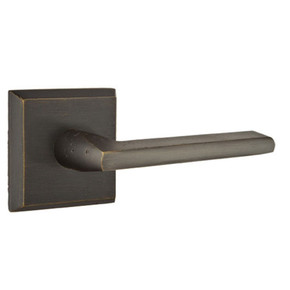 Emtek 7211-LR-MB Lariat Sandcast Bronze Door Lever Privacy Set With #6 Rosette Medium Bronze
