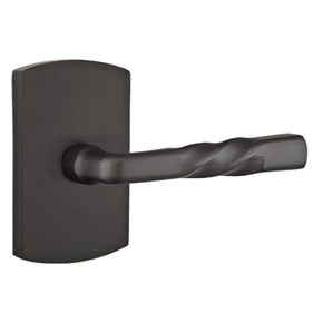 Emtek 7200-MT-FB Montrose Sandcast Bronze Door Lever Privacy Set With #4 Rosette Flat Black Bronze