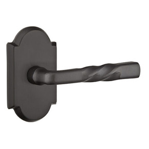 Emtek 7208-MT-FB Montrose Sandcast Bronze Door Lever Privacy Set With #1 Rosette Flat Black Bronze
