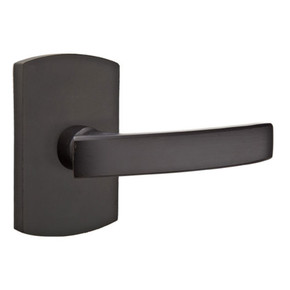 Emtek 7200-YM-FB Yuma Sandcast Bronze Door Lever Privacy Set With #4 Rosette Flat Black Bronze