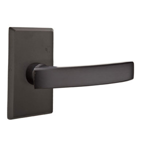 Emtek 7204-YM-FB Yuma Sandcast Bronze Door Lever Privacy Set With #3 Rosette Flat Black Bronze