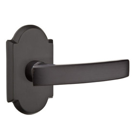 Emtek 7208-YM-FB Yuma Sandcast Bronze Door Lever Privacy Set With #1 Rosette Flat Black Bronze