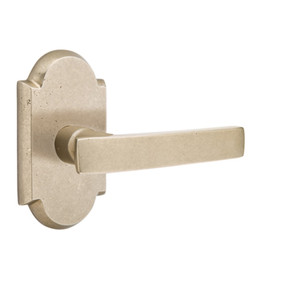 Emtek 7208-YM-TWB Yuma Sandcast Bronze Door Lever Privacy Set With #1 Rosette Tumbled White Bronze