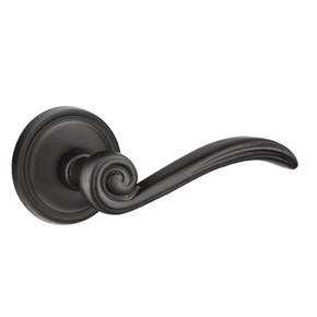 Emtek 72012-MDI-FB Medici Lost Wax Door Lever Privacy Set With #12 Rosette Flat Black Bronze