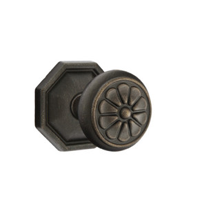 Emtek 72015-PT-MB Petal Lost Wax Door Knob Privacy Set With #15 Rosette Medium Bronze