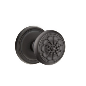 Emtek 70512-PT-FB Petal Lost Wax Door Knob Dummy Set With #12 Rosette Flat Black Bronze