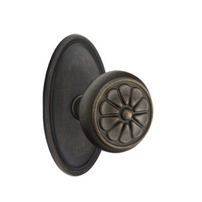 Emtek 70514-PT-MB Petal Lost Wax Door Knob Dummy Set With #14 Rosette Medium Bronze