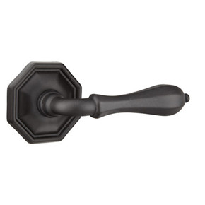 Emtek 72015-OCL-FB Octagon Lost Wax Door Lever Privacy Set With #15 Rosette Flat Black Bronze