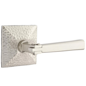 Emtek 5206-AC-US15 Arts & Crafts Door Lever Privacy Set With Hammered Rosette Satin Nickel
