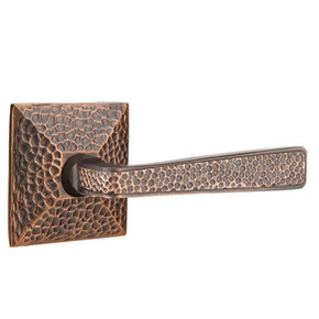 Emtek 5205-HM-US10B Hammered Arts & Crafts Door Lever Privacy Set