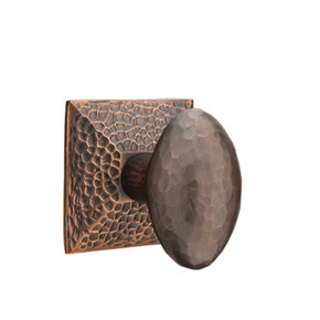 Emtek 5106-HE-US10B Hammered Egg Door Knob Passage Set With Hammered Rosette Oil Rubbed Bronze