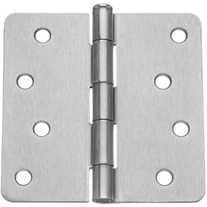 Dynasty Hardware 4" Door Hinges 1/4" Radius Corner, Satin Nickel