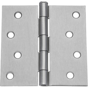 Dynasty Hardware 4" Door Hinges Square Corner, Satin Nickel