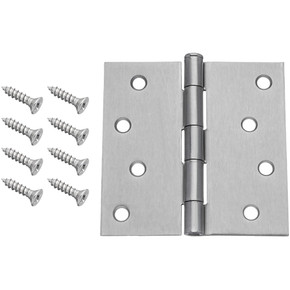 Dynasty Hardware 4" Door Hinges Square Corner, Satin Nickel