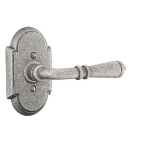 Emtek 7201-N-SWS Normandy Door Lever Privacy Set With Wrought Steel #1 Rosette Satin Steel