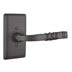 Emtek 7103-SC-FBS San Carlos Door Lever Passage Set With Wrought Steel #3 Rosette Flat Black Steel