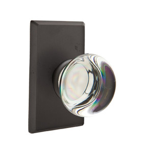 Emtek 7054-PC-FB Providence Crystal Door Knob Dummy Set With Sandcast Bronze #3 Rosette Flat Black