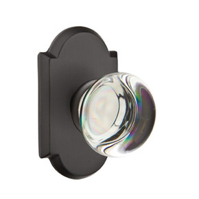Emtek 7208-PC-FB Providence Crystal Door Knob Privacy Set With Sandcast Bronze #1 Rosette Flat Black