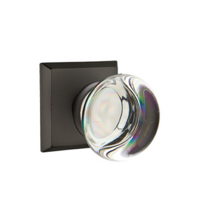 Emtek 7211-PC-FB Providence Crystal Door Knob Privacy Set With Sandcast Bronze #6 Rosette Flat Black