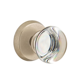 Emtek 7056-PC-TWB Providence Crystal Door Knob Dummy Set With Sandcast Bronze #2 Rosette Tumbled White Bronze