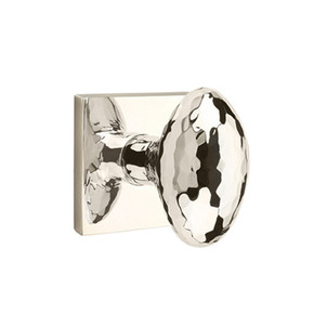 Emtek 5050-HE-US14 Hammered Egg Door Knob Dummy Set With Square Rosette Polished Nickel