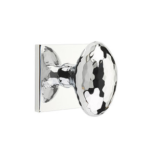 Emtek 5050-HE-US26 Hammered Egg Door Knob Dummy Set With Square Rosette Polished Chrome