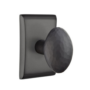 Emtek 5051-HE-US19 Hammered Egg Door Knob Dummy Set With Neos Rosette Flat Black