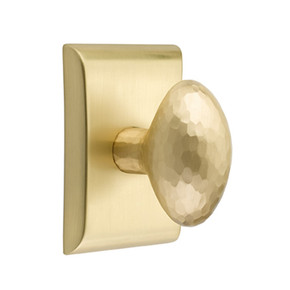 Emtek 5051-HE-US4 Hammered Egg Door Knob Dummy Set With Neos Rosette Satin Brass