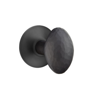 Emtek 5207-HE-US19 Hammered Egg Door Knob Privacy Set With Modern Rosette Flat Black