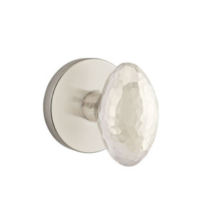Emtek 5209-HE-US15 Hammered Egg Door Knob Privacy Set With Disk Rosette Satin Nickel