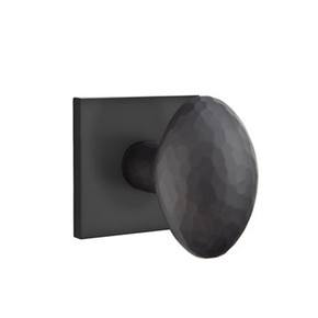 Emtek 5210-HE-US19 Hammered Egg Door Knob Privacy Set With Square Rosette Flat Black
