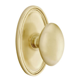 Emtek 8220-E-US4 Egg Door Knob Privacy Set With Oval Rosette Satin Brass