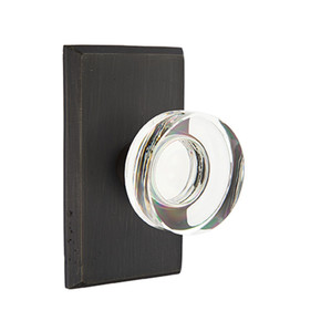 Emtek 7054-MDC-MB Modern Disc Crystal Door Knob Dummy Set With Sandcast Bronze #3 Rosette Medium Bronze
